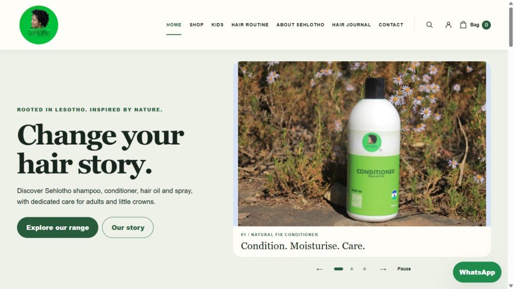 Sehlotho Hair Products — website preview